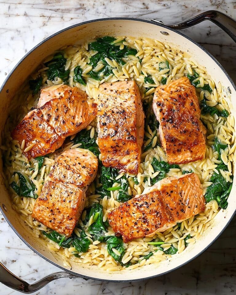 One Skillet Salmon with Lemon Orzo Recipe